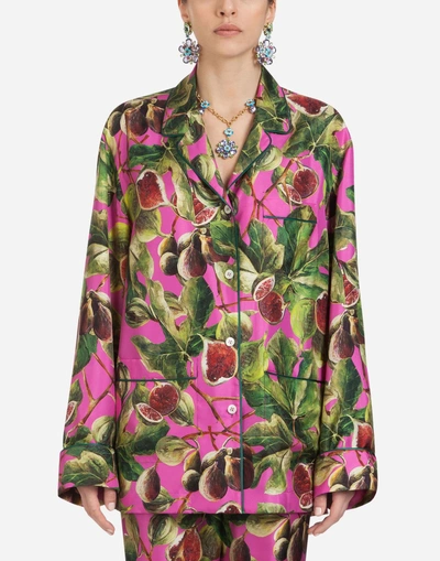 Shop Dolce & Gabbana Printed Silk Shirt In Fuchsia