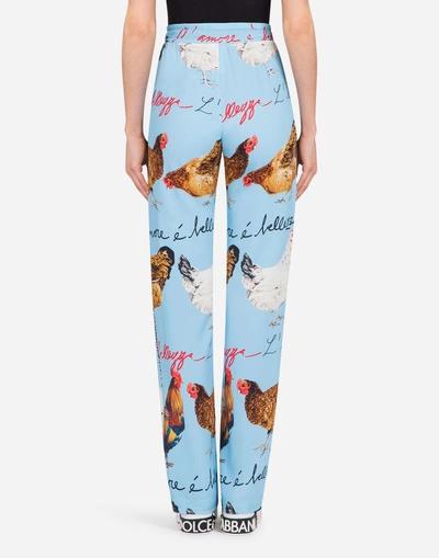 Shop Dolce & Gabbana Printed Cady Pants In Light Blue