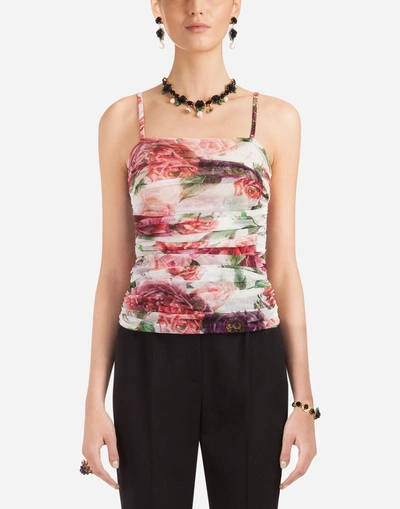 Shop Dolce & Gabbana Tulle Top In Floral Print
