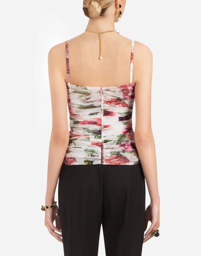 Shop Dolce & Gabbana Tulle Top In Floral Print