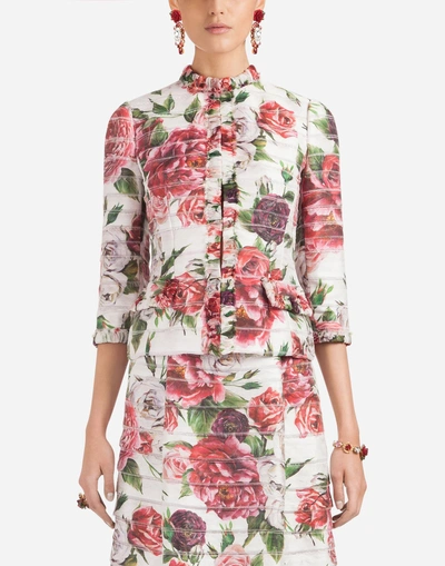 Shop Dolce & Gabbana Peony-print Jacket In Floral Print