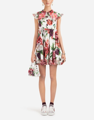 Shop Dolce & Gabbana Peony-print Cady Dress In Floral Print