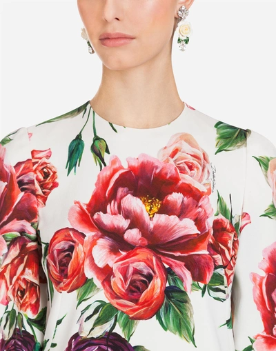 Shop Dolce & Gabbana Peony-print Cady Dress In Floral Print