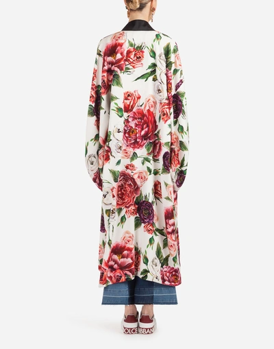 Shop Dolce & Gabbana Peony-print Silk Kimono