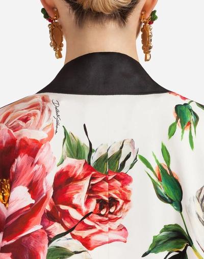 Shop Dolce & Gabbana Peony-print Silk Kimono