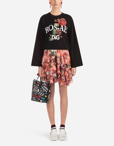 Shop Dolce & Gabbana Peony-print Silk Skirt In Floral Print