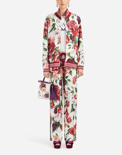 Shop Dolce & Gabbana Peony-print Cady Jogging Pants In Floral Print