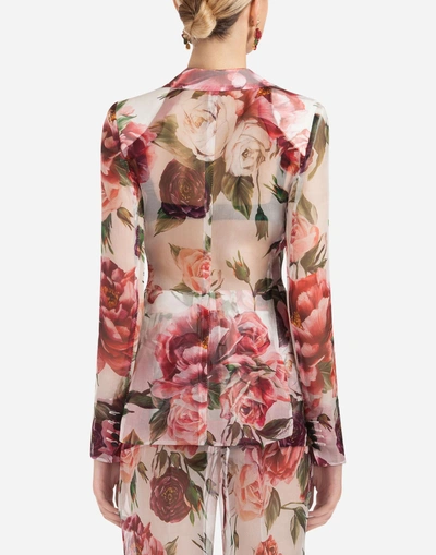 Shop Dolce & Gabbana Peony-print Silk Organza Jacket In Floral Print