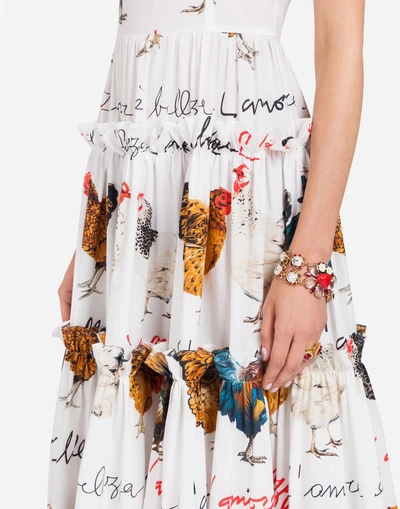 Shop Dolce & Gabbana Printed Poplin Dress In Cream