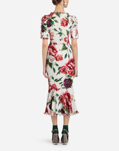 Shop Dolce & Gabbana Peony-print Silk Dress In Floral Print