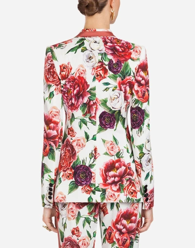 Shop Dolce & Gabbana Peony-print Cady Jacket In Floral Print