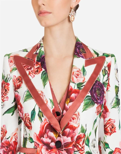 Shop Dolce & Gabbana Peony-print Cady Jacket In Floral Print