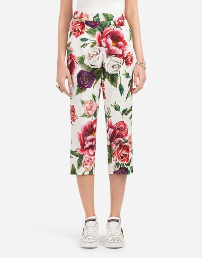 Shop Dolce & Gabbana Peony-print Brocade Pants In Floral Print
