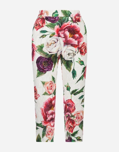 Shop Dolce & Gabbana Peony-print Brocade Pants In Floral Print