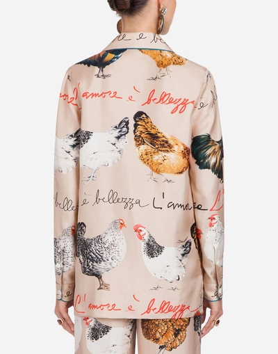 Shop Dolce & Gabbana Printed Silk Shirt In Beige