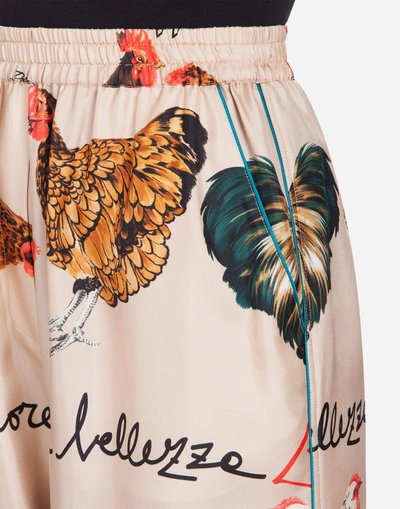 Shop Dolce & Gabbana Printed Silk Pants In Beige