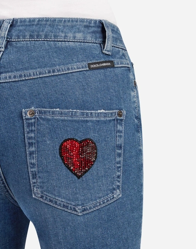 Shop Dolce & Gabbana Denim Jeans With Patch In Blue