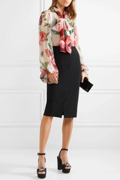 Shop Dolce & Gabbana Crystal-embellished Corded Lace Platform Sandals In Black