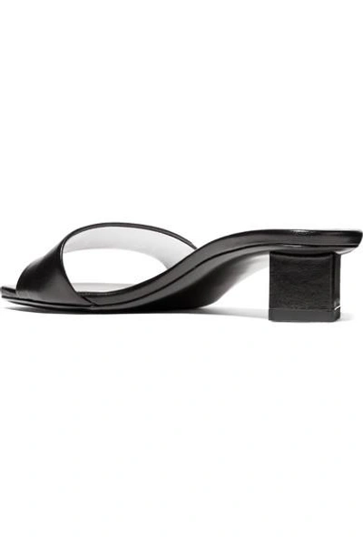 The row chocolate leather mules sale