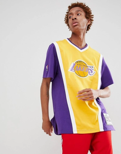 Shop Mitchell & Ness Nba Lakers T-shirt In Purple - Purple