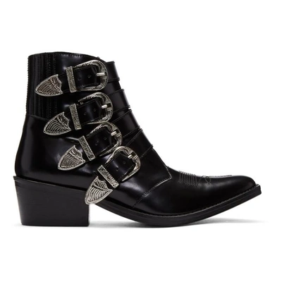 Shop Toga Pulla Black Four Buckle Western Boots