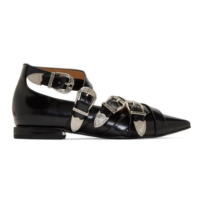 Shop Toga Pulla Black Buckles Ballerina Flats