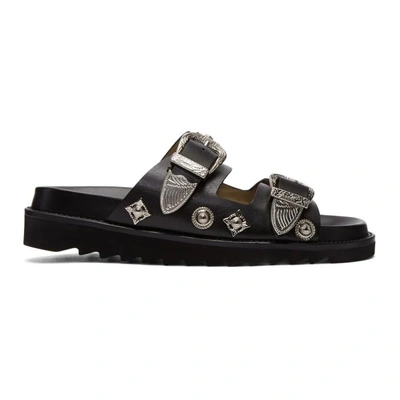 Shop Toga Pulla Black Charms And Buckle Slides