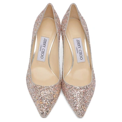 Shop Jimmy Choo Pink Glitter Romy 60 Heels In Viola Mix