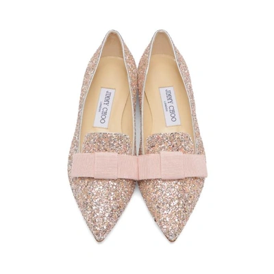 Shop Jimmy Choo Pink Glitter Gala Star Loafers In Viola Mix