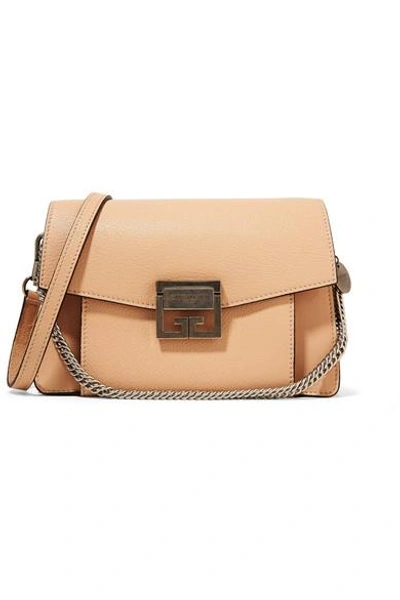 Shop Givenchy Gv3 Small Leather Shoulder Bag In Beige