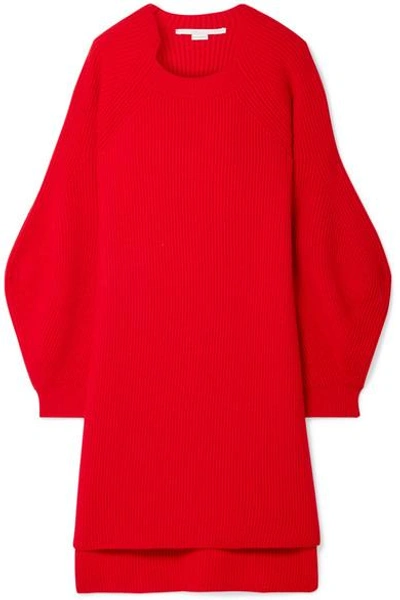 Shop Stella Mccartney Oversized Ribbed Wool Sweater In Red