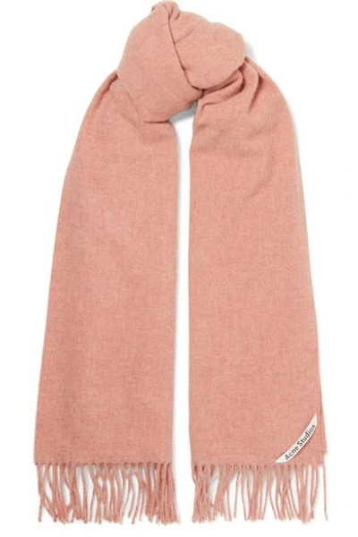 Shop Acne Studios Fringed Mélange Wool Scarf In Pink