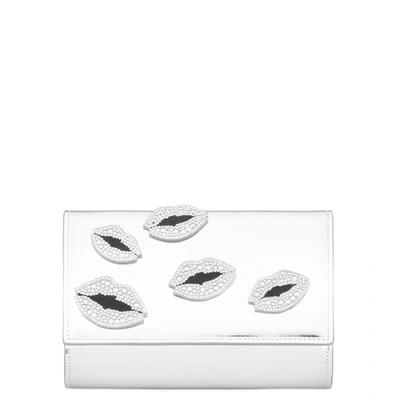 Shop Giuseppe Zanotti - Mirrored Patent Leather Clutch With 'bouche' Cleopatra Bouche In Silver