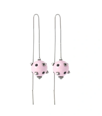 Shop Valentino Rockstud Studded Earrings In Pink