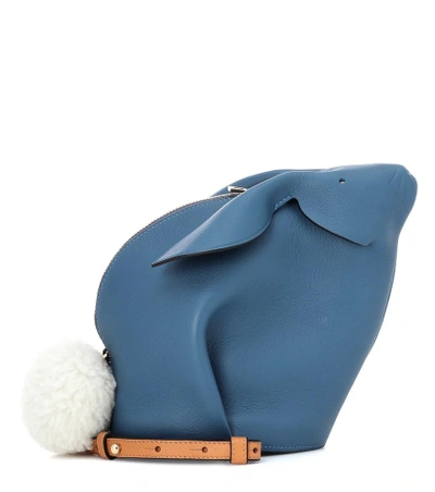 Shop Loewe Bunny Leather Shoulder Bag In Blue
