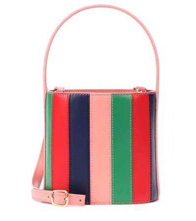 Shop Staud Bissett Leather Bucket Bag In Multicoloured