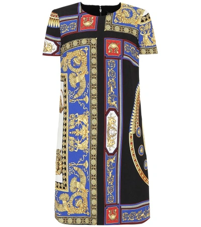 Shop Versace Printed Crêpe Minidress In Multicoloured