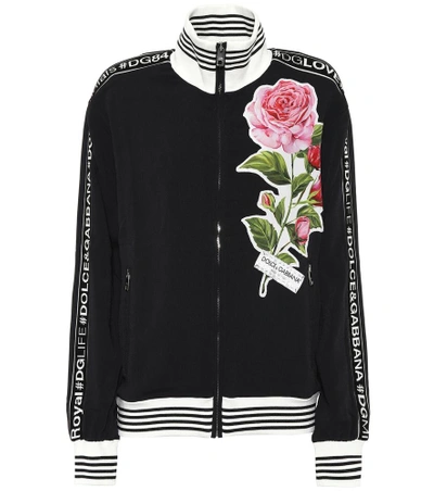 Shop Dolce & Gabbana Embroidered Cady Track Jacket In Black