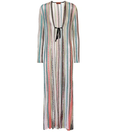 Shop Missoni Striped Knit Cardigan In Multicoloured