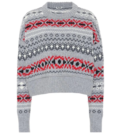Shop Miu Miu Wool Sweater In Grey
