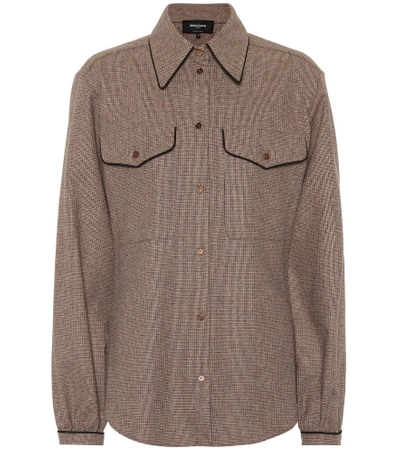 Shop Rochas Checked Wool-blend Shirt In Brown