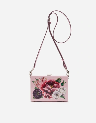 Shop Dolce & Gabbana Dolce Box Clutch In Printed Lacquered Wood In Pink