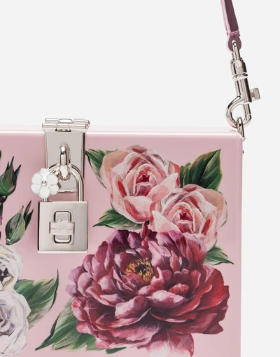 Shop Dolce & Gabbana Dolce Box Clutch In Printed Lacquered Wood In Pink
