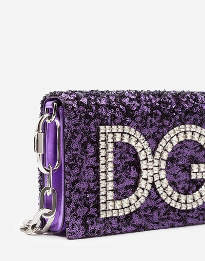 Shop Dolce & Gabbana Sequined Dg Girls Shoulder Bag In Purple