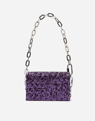 Shop Dolce & Gabbana Sequined Dg Girls Shoulder Bag In Purple