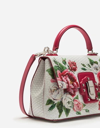 Shop Dolce & Gabbana Medium Lucia Bag In Peony-print Calfskin In Cream