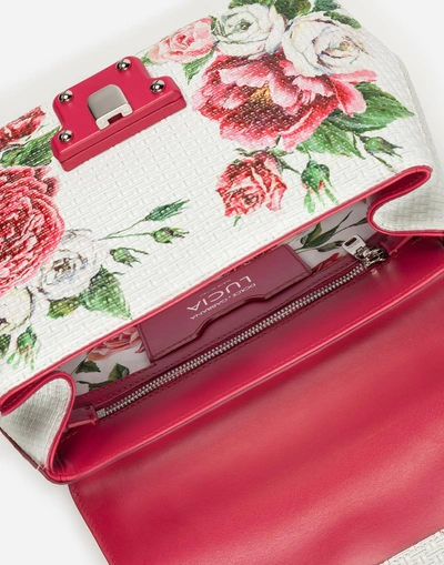 Shop Dolce & Gabbana Medium Lucia Bag In Peony-print Calfskin In Cream