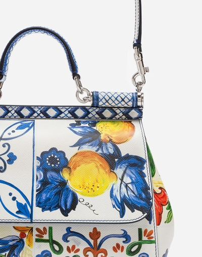 Shop Dolce & Gabbana Medium Sicily Bag In Printed Dauphine Calfskin In Majolica Print