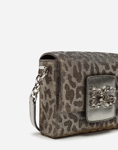 Shop Dolce & Gabbana Mini Dg Millennials Bag In Leopard-print Lurex Jacquard In Silver