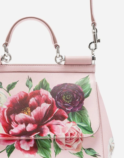 Shop Dolce & Gabbana Medium Sicily Bag In Printed Dauphine Calfskin In Pink